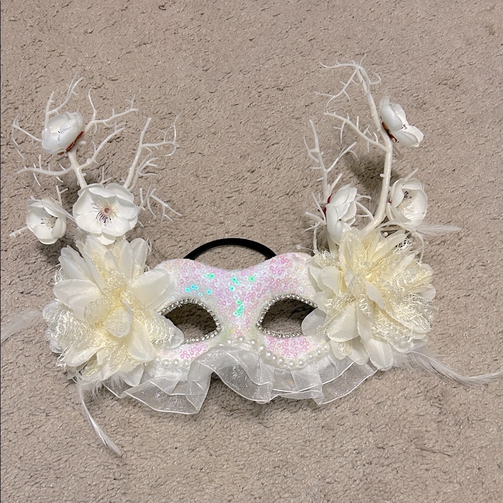 White Floral Masquerade Mask